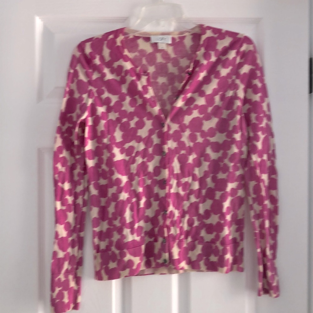 LOFT pink graphic cardigan